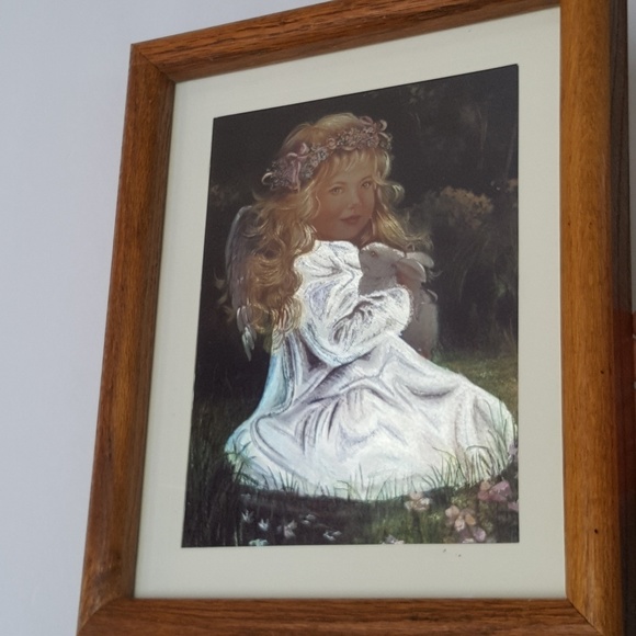 VTG RARE Foiled Print Fairy Angels Care Boho Frame - Picture 4 of 8